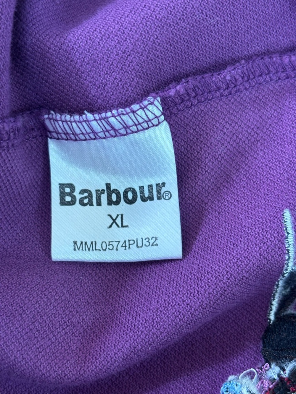 Barbour Purple Button-Down Polo with Embroidered Horse Racing on Back Men’s XL - Picture 8 of 9